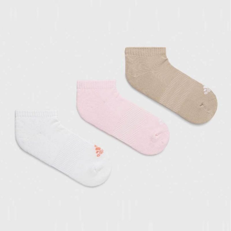 Adidas ถุงเท้า Cushioned Low-Cut Socks 3 Pairs | Clear Pink/White/Wonder Beige ( IJ8241 ) - Image 6