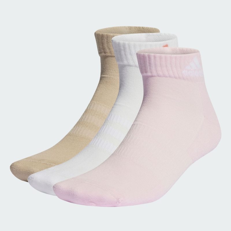 Adidas ถุงเท้า Cushioned Sportswear Ankle Socks 3 Pairs | Clear Pink/White/Wonder Beige ( IP0404 ) - Image 2