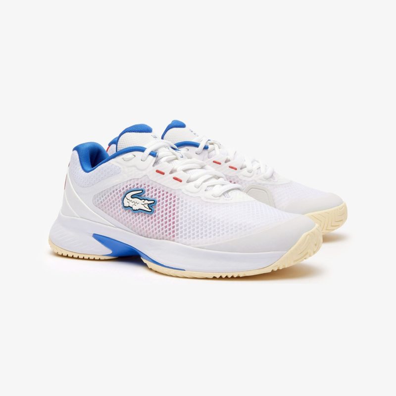 Lacoste รองเท้าเทนนิสผู้ชาย Tech Point SMA Textile Tennis Shoes | White/Blue/Red ( 747SMA00352E8 ) - Image 2