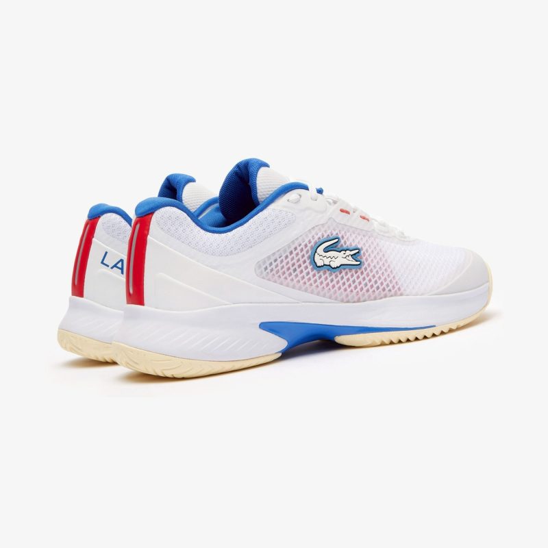 Lacoste รองเท้าเทนนิสผู้ชาย Tech Point SMA Textile Tennis Shoes | White/Blue/Red ( 747SMA00352E8 ) - Image 3