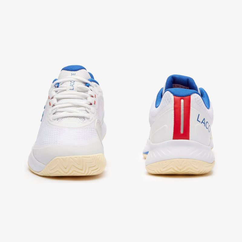 Lacoste รองเท้าเทนนิสผู้ชาย Tech Point SMA Textile Tennis Shoes | White/Blue/Red ( 747SMA00352E8 ) - Image 4