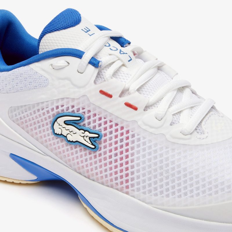 Lacoste รองเท้าเทนนิสผู้ชาย Tech Point SMA Textile Tennis Shoes | White/Blue/Red ( 747SMA00352E8 ) - Image 6