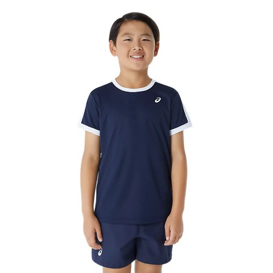 Asics เสื้อเทนนิสเด็กผู้ชาย Boys Tennis SS Top | Midnight/Brilliant White ( 2044A044-403 )