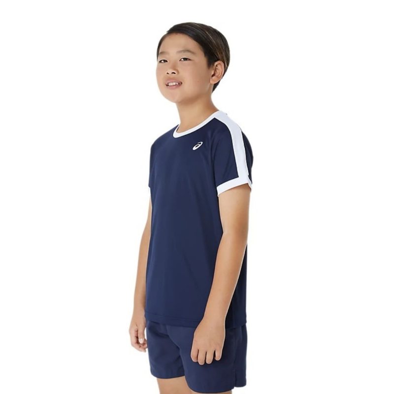 Asics เสื้อเทนนิสเด็กผู้ชาย Boys Tennis SS Top | Midnight/Brilliant White ( 2044A044-403 ) - Image 3