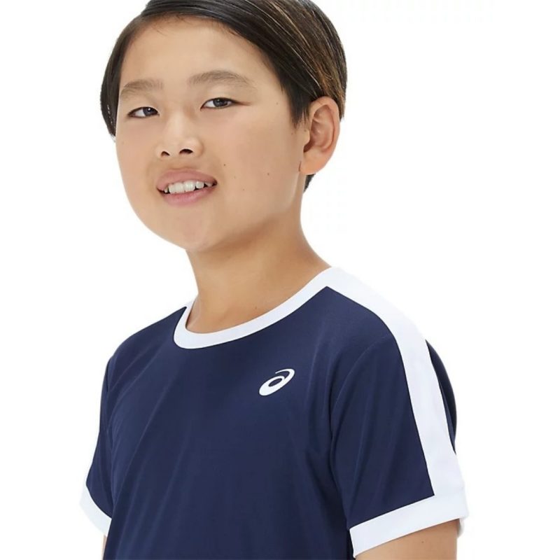 Asics เสื้อเทนนิสเด็กผู้ชาย Boys Tennis SS Top | Midnight/Brilliant White ( 2044A044-403 ) - Image 4