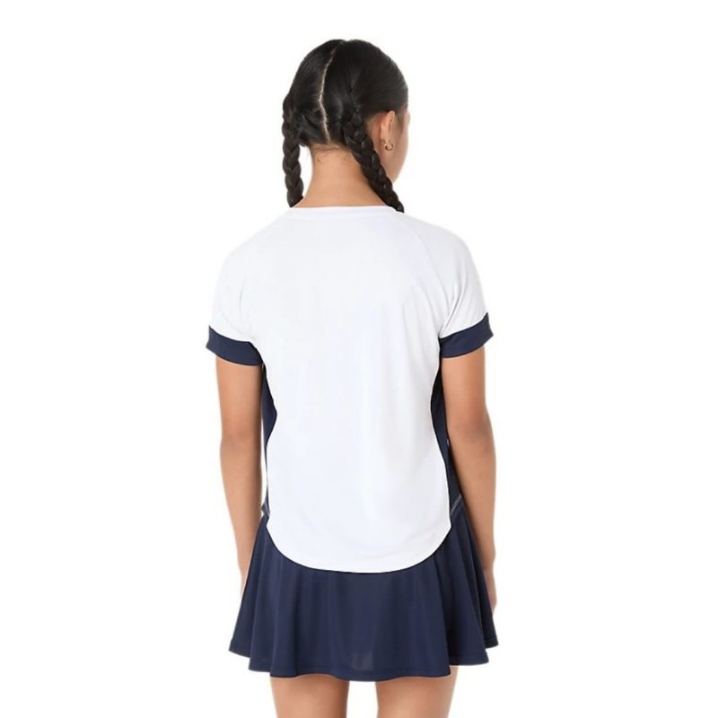 Asics เสื้อเทนนิสเด็กผู้หญิง Girls Tennis SS Top | Brilliant White/Midnight ( 2044A045-101 ) - Image 2