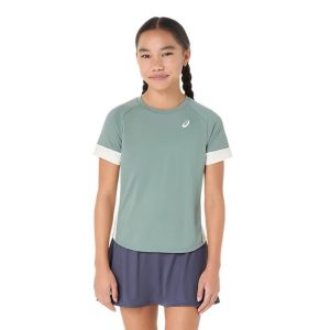 Asics เสื้อเทนนิสเด็กผู้หญิง Girls Tennis SS Top | Monument Blue/Cream  ( 2044A045-400 )