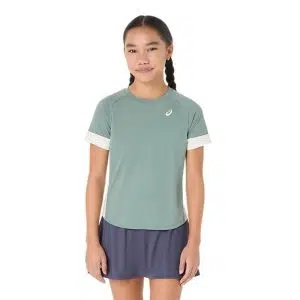 Asics เสื้อเทนนิสเด็กผู้หญิง Girls Tennis SS Top | Monument Blue/Cream  ( 2044A045-400 )