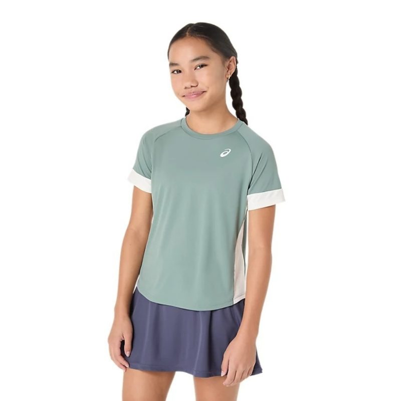 Asics เสื้อเทนนิสเด็กผู้หญิง Girls Tennis SS Top | Monument Blue/Cream  ( 2044A045-400 ) - Image 3