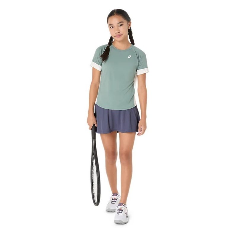 Asics เสื้อเทนนิสเด็กผู้หญิง Girls Tennis SS Top | Monument Blue/Cream  ( 2044A045-400 ) - Image 6