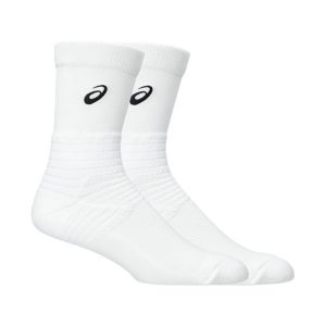 Asics ถุงเท้าเทนนิส Resolution Crew Socks | Brilliant White ( 3043A114-100 )