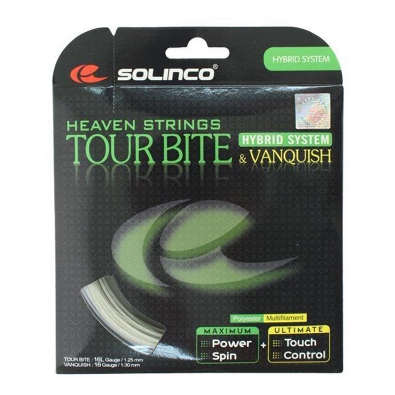 Solinco เอ็นไม้เทนนิส Tour Bite Hybrid 16L/1.25mm & Vanquish 16G/1.30mm Tennis String Reel | White/Black ( 1920019 ) - Image 4