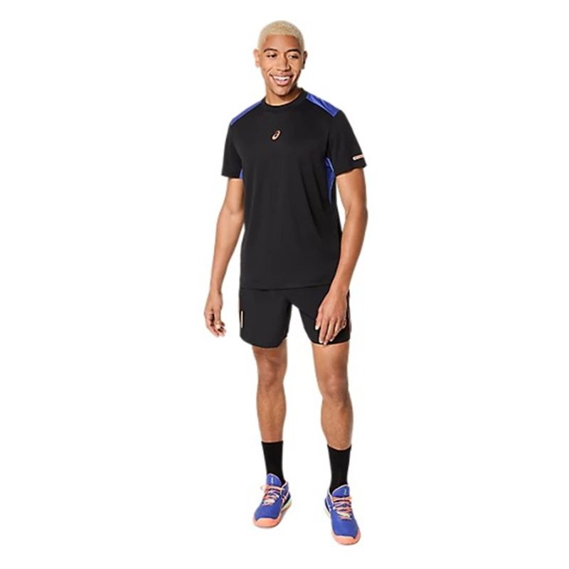 Asics เสื้อเทนนิสผู้ชาย Men’s Padel Court SS Top | Performance Black/Dark Cobalt ( 2041A349-001 ) - Image 6