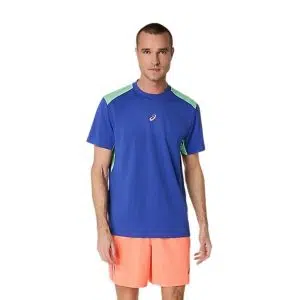 Asics เสื้อเทนนิสผู้ชาย Men’s Padel Court SS Top | Dark Cobalt/Menthol ( 2041A349-402 )