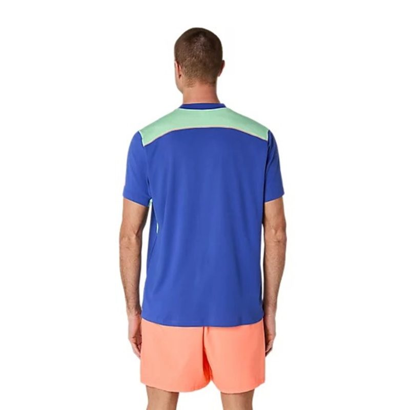 Asics เสื้อเทนนิสผู้ชาย Men’s Padel Court SS Top | Dark Cobalt/Menthol ( 2041A349-402 ) - Image 2