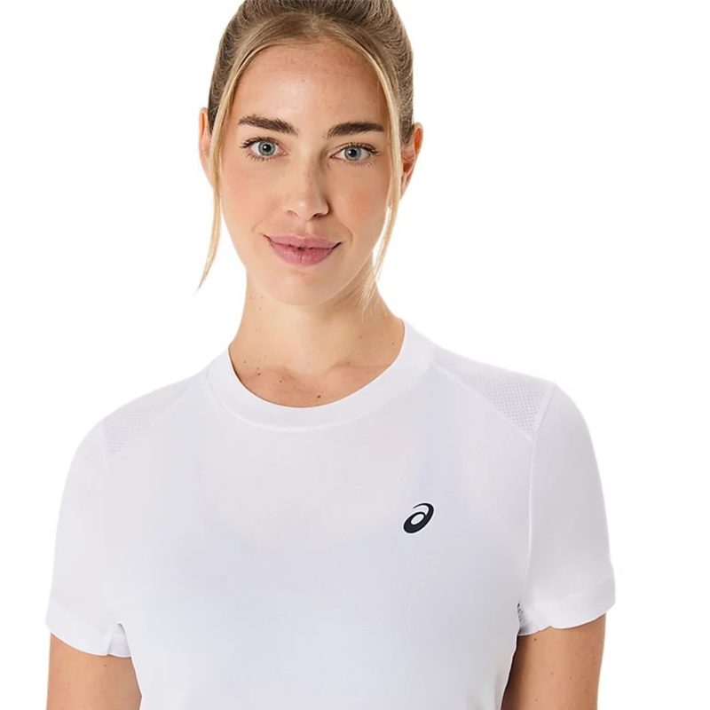 Asics เสื้อเทนนิสผู้หญิง Women's Court SS Top | Brilliant White ( 2042A371-100 ) - Image 4