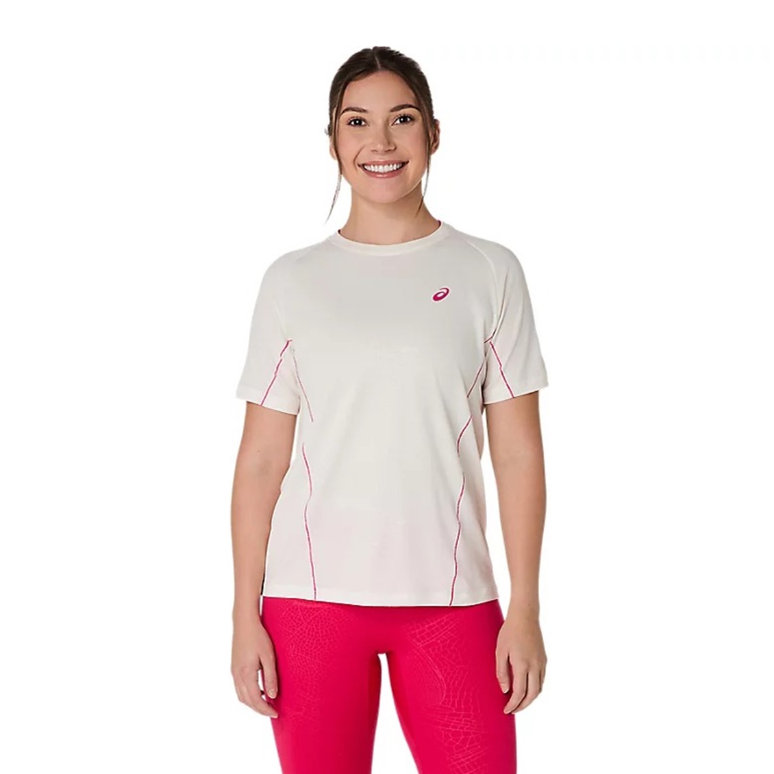 Asics เสื้อเทนนิสผู้หญิง Women's Game All Over Print SS Top | Cream ( 2042A385-100 )
