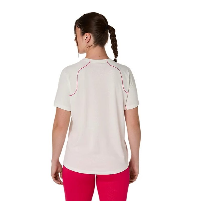 Asics เสื้อเทนนิสผู้หญิง Women's Game All Over Print SS Top | Cream ( 2042A385-100 ) - Image 2