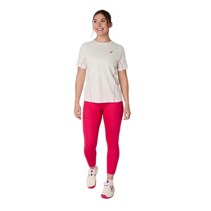 Asics เสื้อเทนนิสผู้หญิง Women's Game All Over Print SS Top | Cream ( 2042A385-100 ) - Image 6