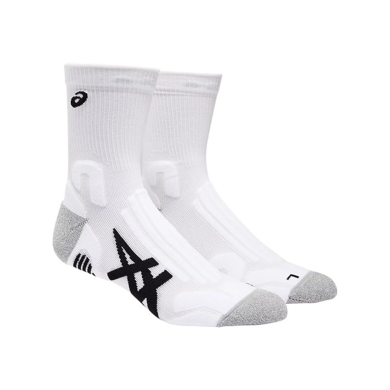 Asics ถุงเท้าเทนนิส Court + Tennis Crew Socks | Brilliant White ( 3043A071-100 )