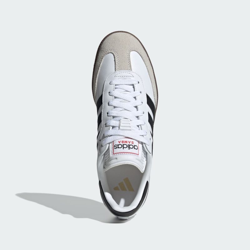 Adidas รองเท้าผ้าใบผู้ชาย Samba Indoor | Cloud White/Core Black/Vivid Red ( IH6001 ) - Image 7