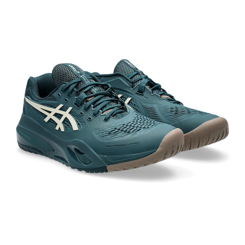 Asics รองเท้าเทนนิสผู้ชาย Gel-Resolution X Wide (2E) | Saxon Green/Birch ( 1041A487-300 ) - Image 2