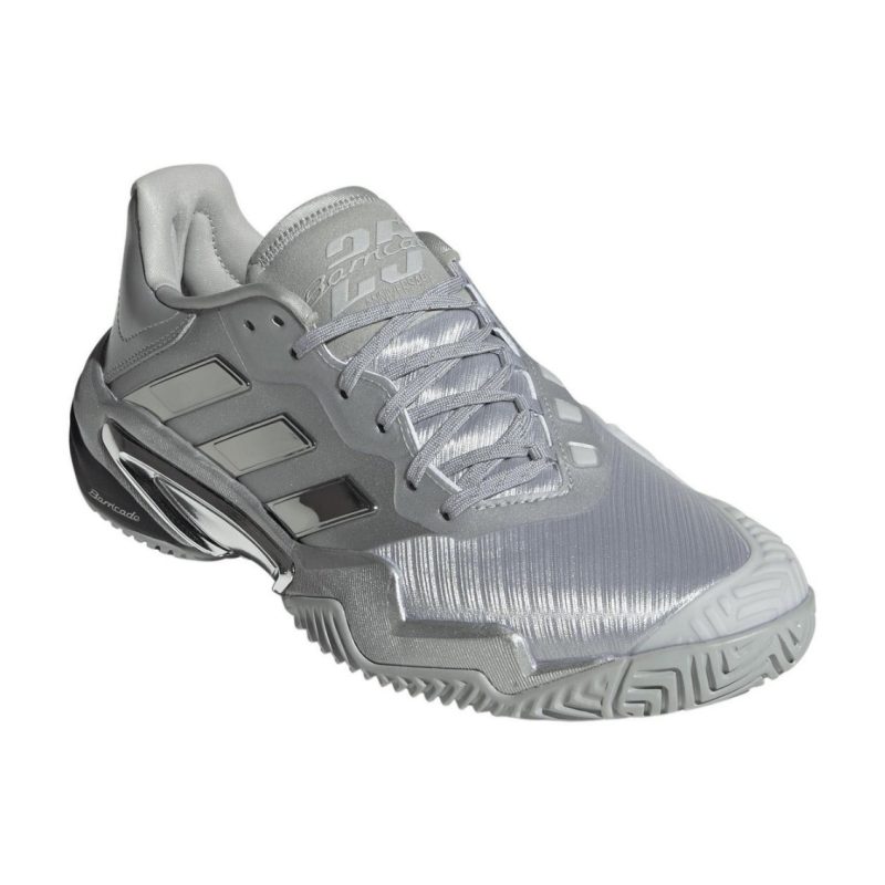 Adidas รองเท้าเทนนิสผู้ชาย Barricade 13 25th Anniversary Tennis Shoes | Silver Metallic/Silver Metallic/Dash Grey ( JP5379 ) - Image 2