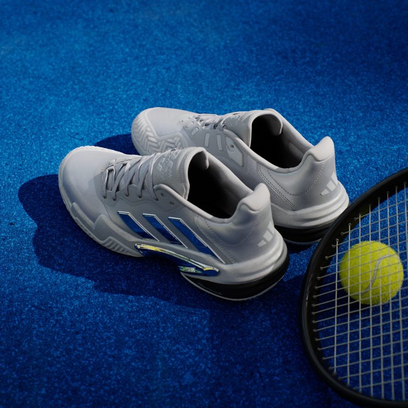 Adidas รองเท้าเทนนิสผู้ชาย Barricade 13 25th Anniversary Tennis Shoes | Silver Metallic/Silver Metallic/Dash Grey ( JP5379 ) - Image 13