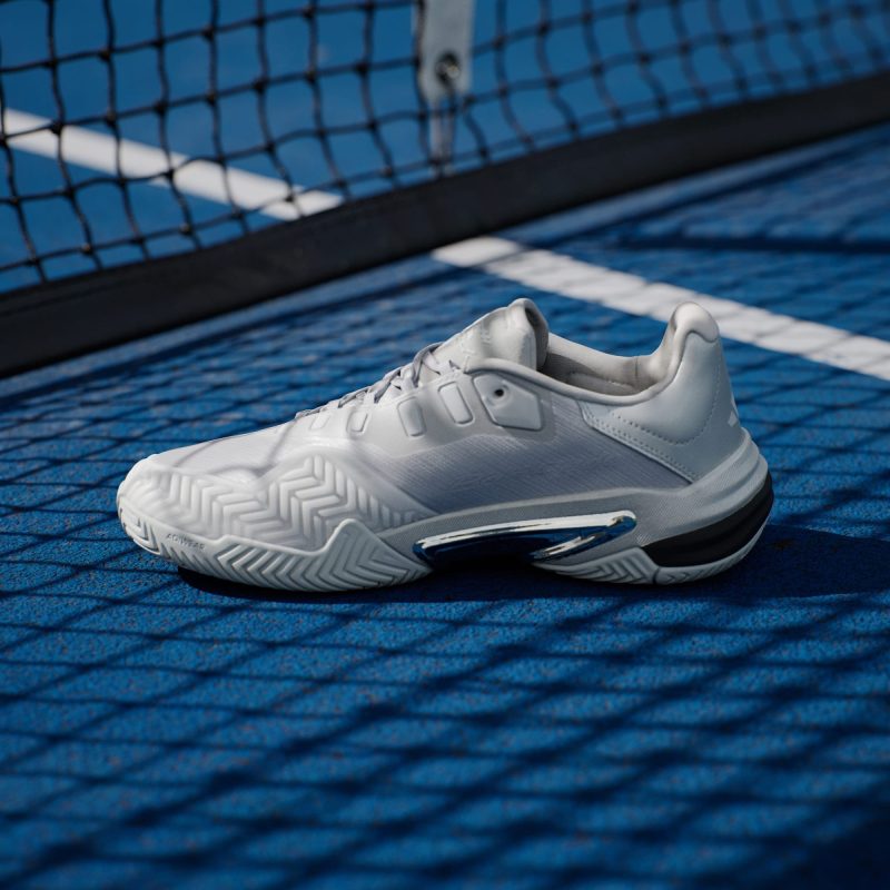Adidas รองเท้าเทนนิสผู้ชาย Barricade 13 25th Anniversary Tennis Shoes | Silver Metallic/Silver Metallic/Dash Grey ( JP5379 ) - Image 11