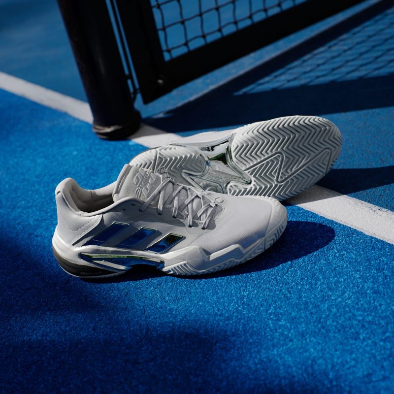 Adidas รองเท้าเทนนิสผู้ชาย Barricade 13 25th Anniversary Tennis Shoes | Silver Metallic/Silver Metallic/Dash Grey ( JP5379 ) - Image 9