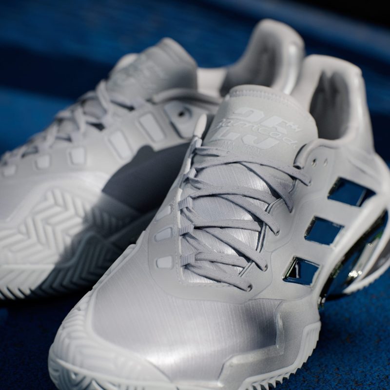 Adidas รองเท้าเทนนิสผู้ชาย Barricade 13 25th Anniversary Tennis Shoes | Silver Metallic/Silver Metallic/Dash Grey ( JP5379 ) - Image 17