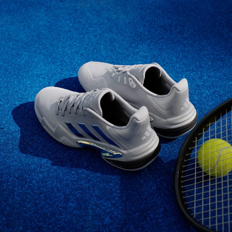 Adidas รองเท้าเทนนิสผู้หญิง Barricade 13 25th Anniversary Tennis Shoes | Silver Metallic/Silver Metallic/Dash Grey ( JR4223 ) - Image 12