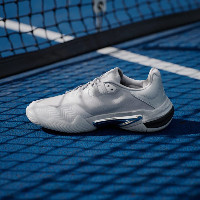 Adidas รองเท้าเทนนิสผู้หญิง Barricade 13 25th Anniversary Tennis Shoes | Silver Metallic/Silver Metallic/Dash Grey ( JR4223 ) - Image 11
