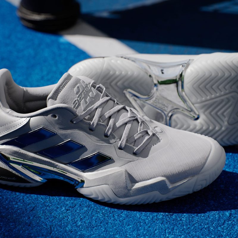 Adidas รองเท้าเทนนิสผู้หญิง Barricade 13 25th Anniversary Tennis Shoes | Silver Metallic/Silver Metallic/Dash Grey ( JR4223 ) - Image 16