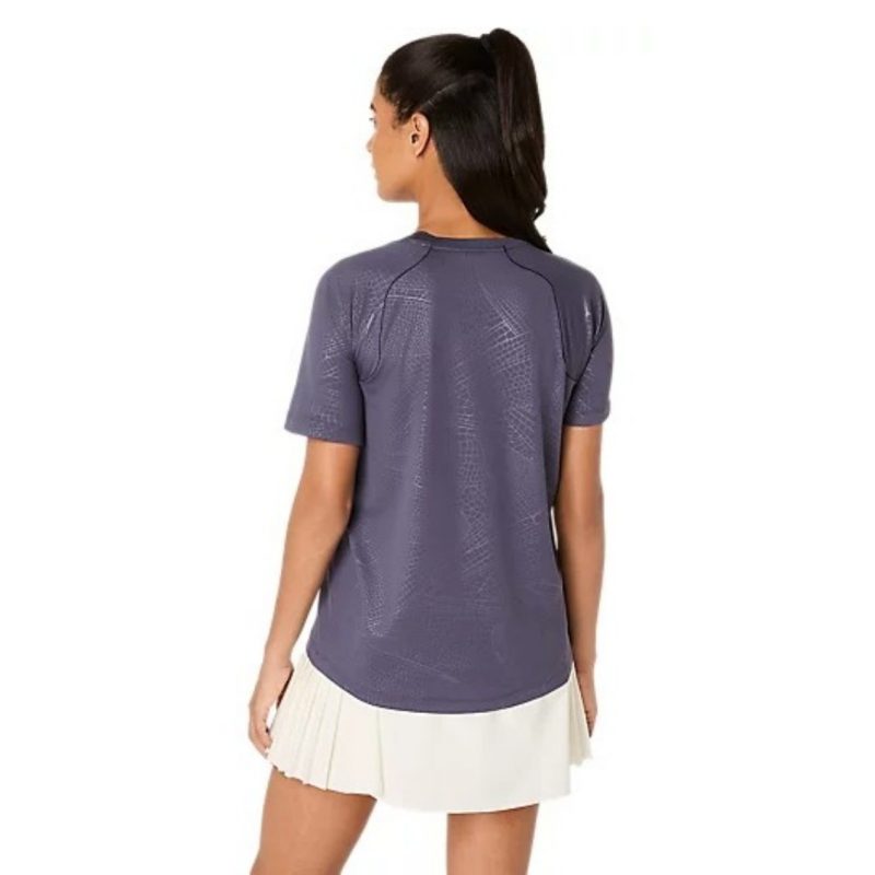 Asics เสื้อเทนนิสผู้หญิง Women's Game All Over Print SS Top | Indigo Fog ( 2042A385-500 ) - Image 2
