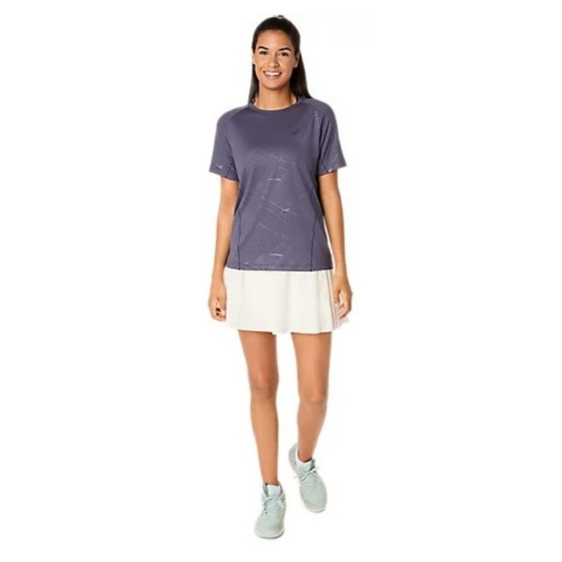 Asics เสื้อเทนนิสผู้หญิง Women's Game All Over Print SS Top | Indigo Fog ( 2042A385-500 ) - Image 6