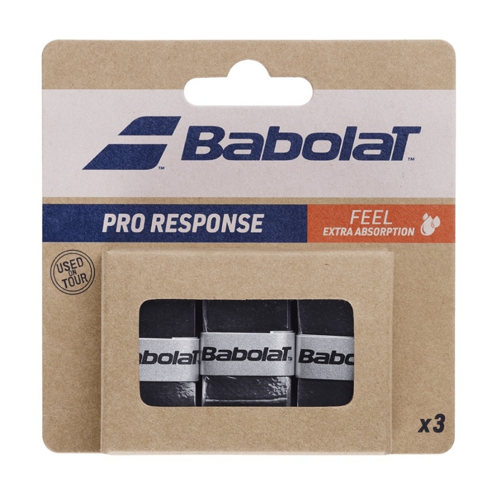 Babolat เทปพันด้าม/กริ๊ปพันด้ามไม้เทนนิส Pro Response x3 Racket Overgrips Tape Racket Tennis | Black ( 653048 )