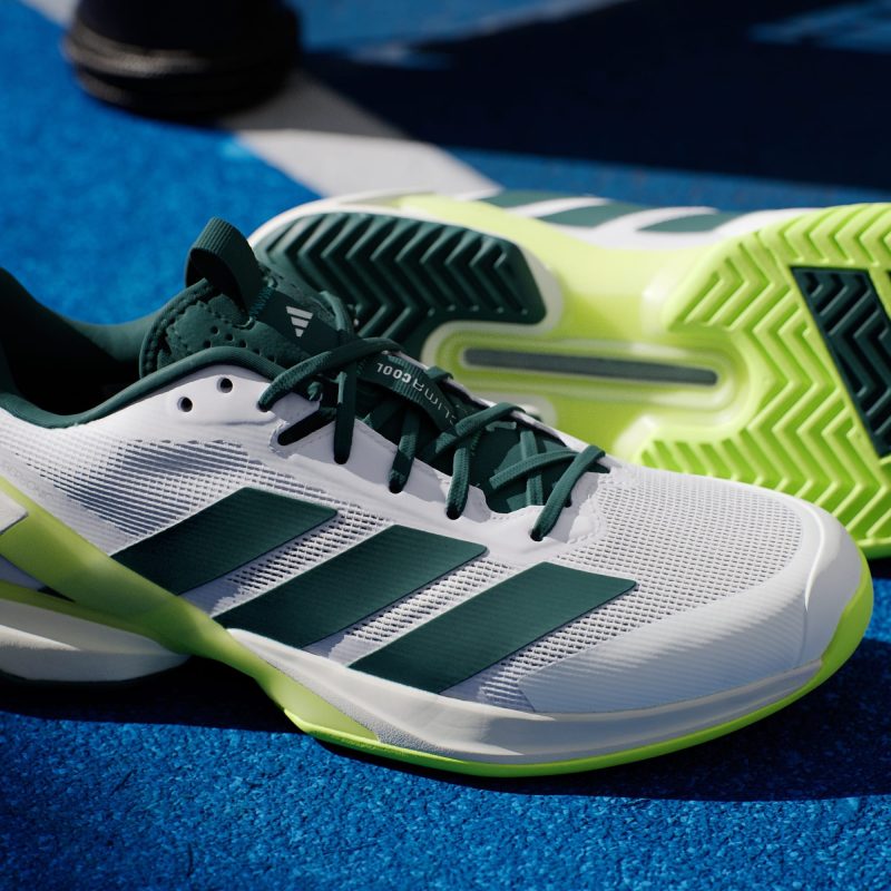 Adidas รองเท้าเทนนิสผู้ชาย Adizero Ubersonic 5 Tennis Shoes | Cloud White / Aurora Ivy / Lucid Lemon ( JR2714 ) - Image 8