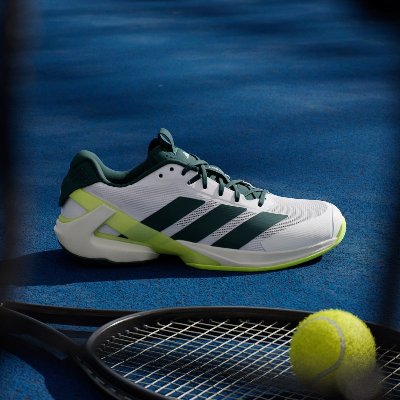 Adidas รองเท้าเทนนิสผู้ชาย Adizero Ubersonic 5 Tennis Shoes | Cloud White / Aurora Ivy / Lucid Lemon ( JR2714 ) - Image 2