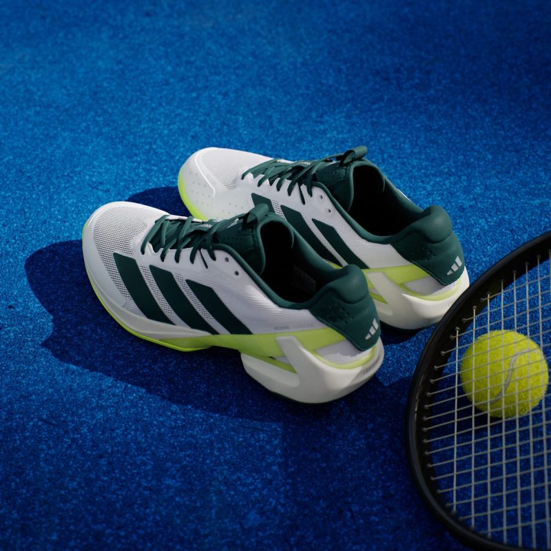Adidas รองเท้าเทนนิสผู้ชาย Adizero Ubersonic 5 Tennis Shoes | Cloud White / Aurora Ivy / Lucid Lemon ( JR2714 ) - Image 6