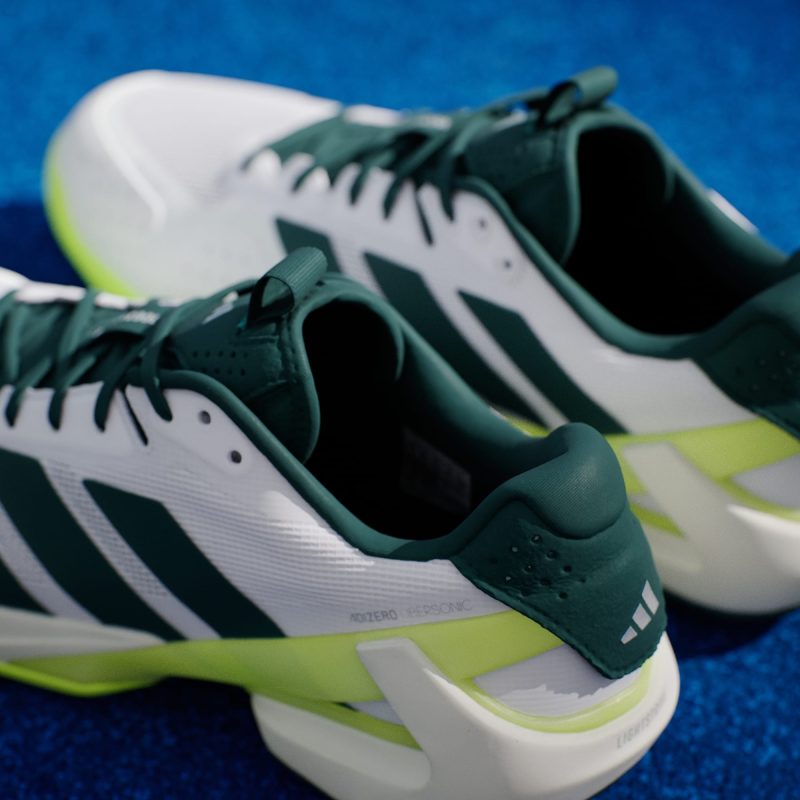 Adidas รองเท้าเทนนิสผู้ชาย Adizero Ubersonic 5 Tennis Shoes | Cloud White / Aurora Ivy / Lucid Lemon ( JR2714 ) - Image 10