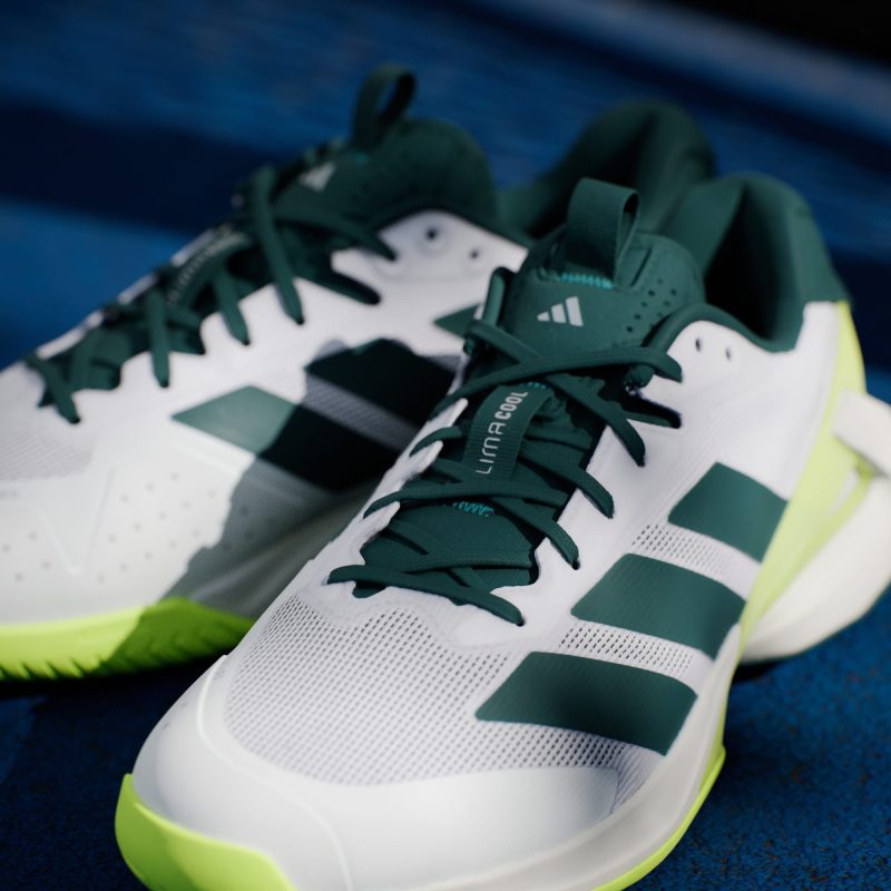Adidas รองเท้าเทนนิสผู้ชาย Adizero Ubersonic 5 Tennis Shoes | Cloud White / Aurora Ivy / Lucid Lemon ( JR2714 ) - Image 9