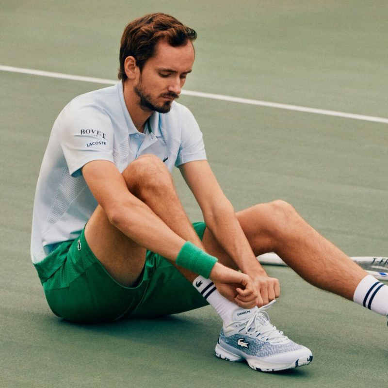Lacoste รองเท้าเทนนิสผู้ชาย AG-LT23 Ultra X Daniil Medvedev Tennis Shoes | Light Blue/Navy ( 749SMA0090BN7 ) - Image 7