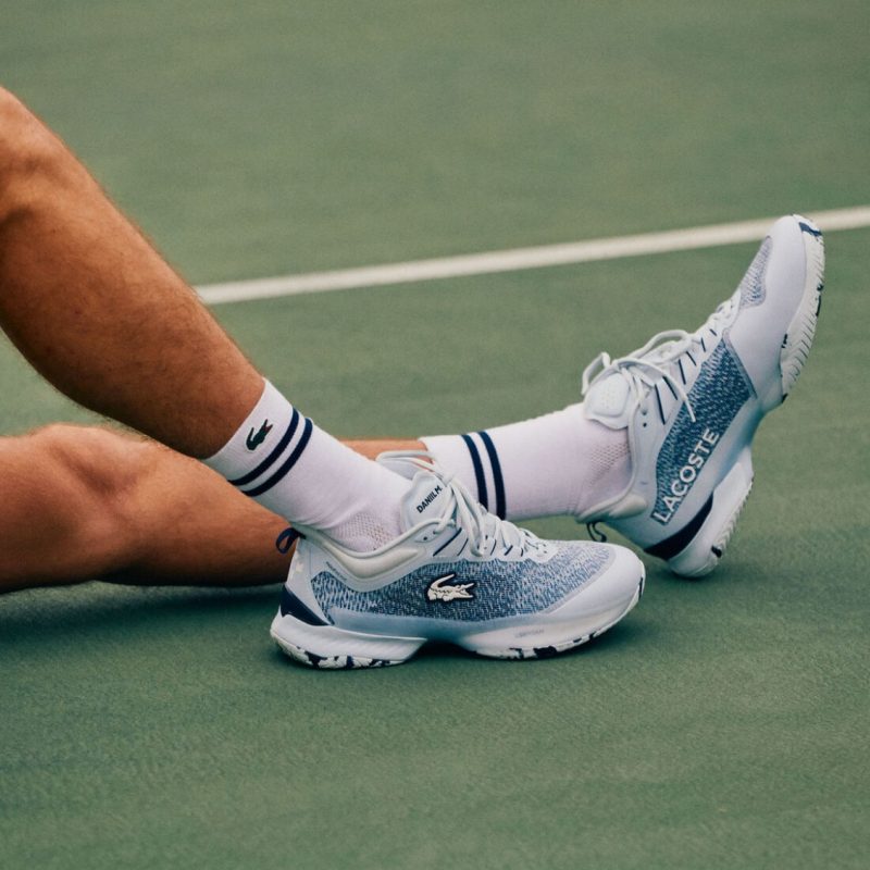 Lacoste รองเท้าเทนนิสผู้ชาย AG-LT23 Ultra X Daniil Medvedev Tennis Shoes | Light Blue/Navy ( 749SMA0090BN7 ) - Image 8
