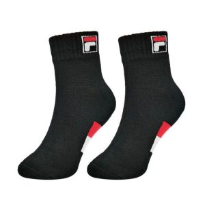 FILA ถุงเท้าเทนนิส Tennis Socks | Black/Red/White ( RSKP230503UBK )