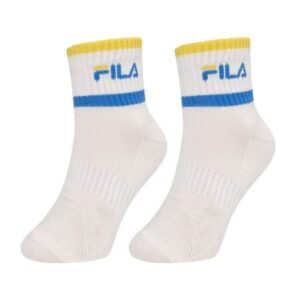 FILA ถุงเท้าเทนนิส Tennis Socks | White/Yellow ( RTLQ32007WH )