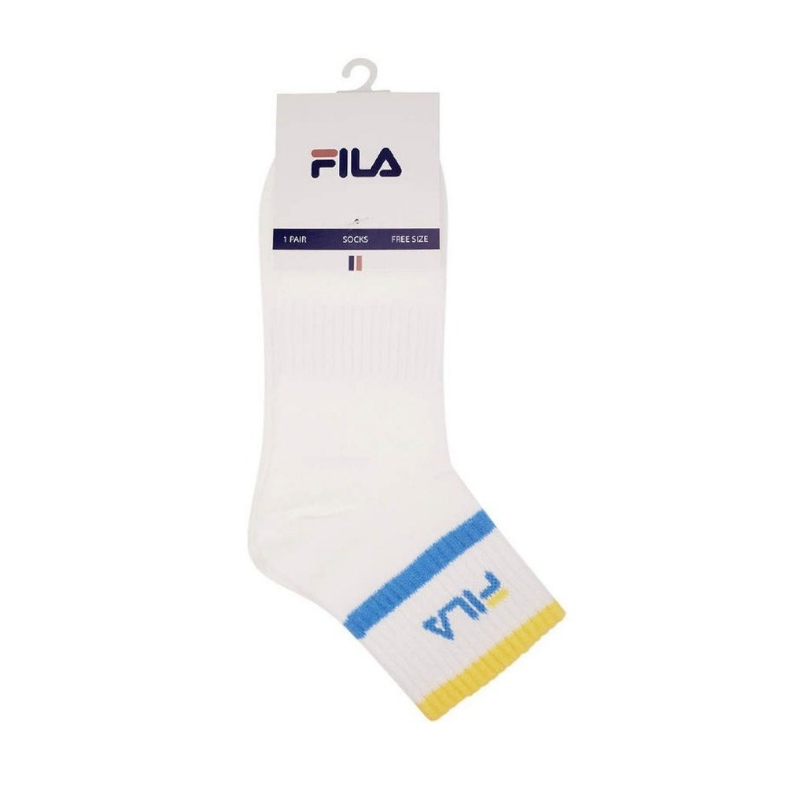 FILA ถุงเท้าเทนนิส Tennis Socks | White/Yellow ( RTLQ32007WH ) - Image 6