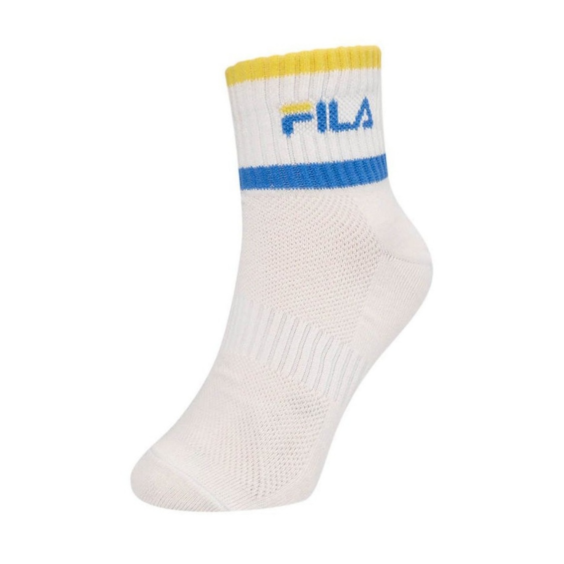 FILA ถุงเท้าเทนนิส Tennis Socks | White/Yellow ( RTLQ32007WH ) - Image 4