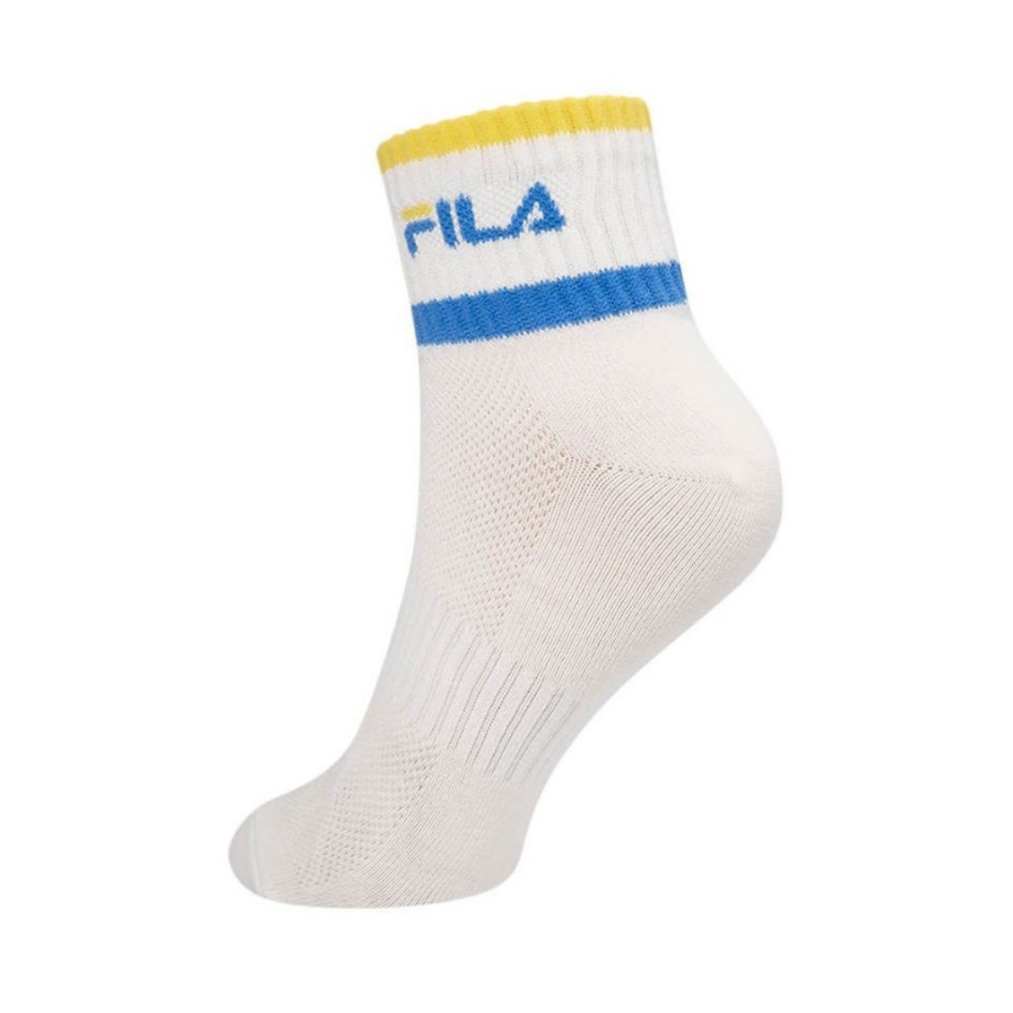FILA ถุงเท้าเทนนิส Tennis Socks | White/Yellow ( RTLQ32007WH ) - Image 3