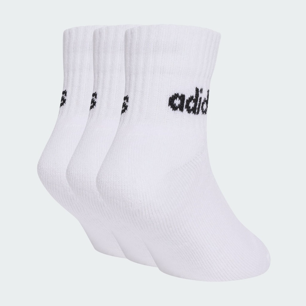 Adidas ถุงเท้าเด็ก Kid's Linear Ankle Socks 3 Pairs | White/Black ( JW8756 ) - Image 5